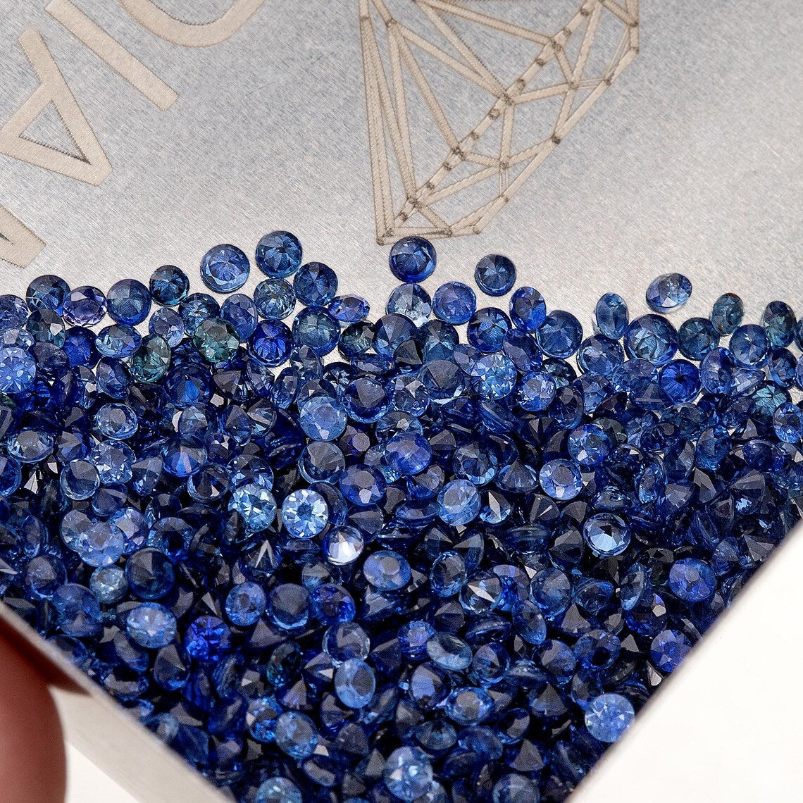1ct of selected size from 1.50mm to 2.20mm Natural Blue Sapphire Round Diamond Cut