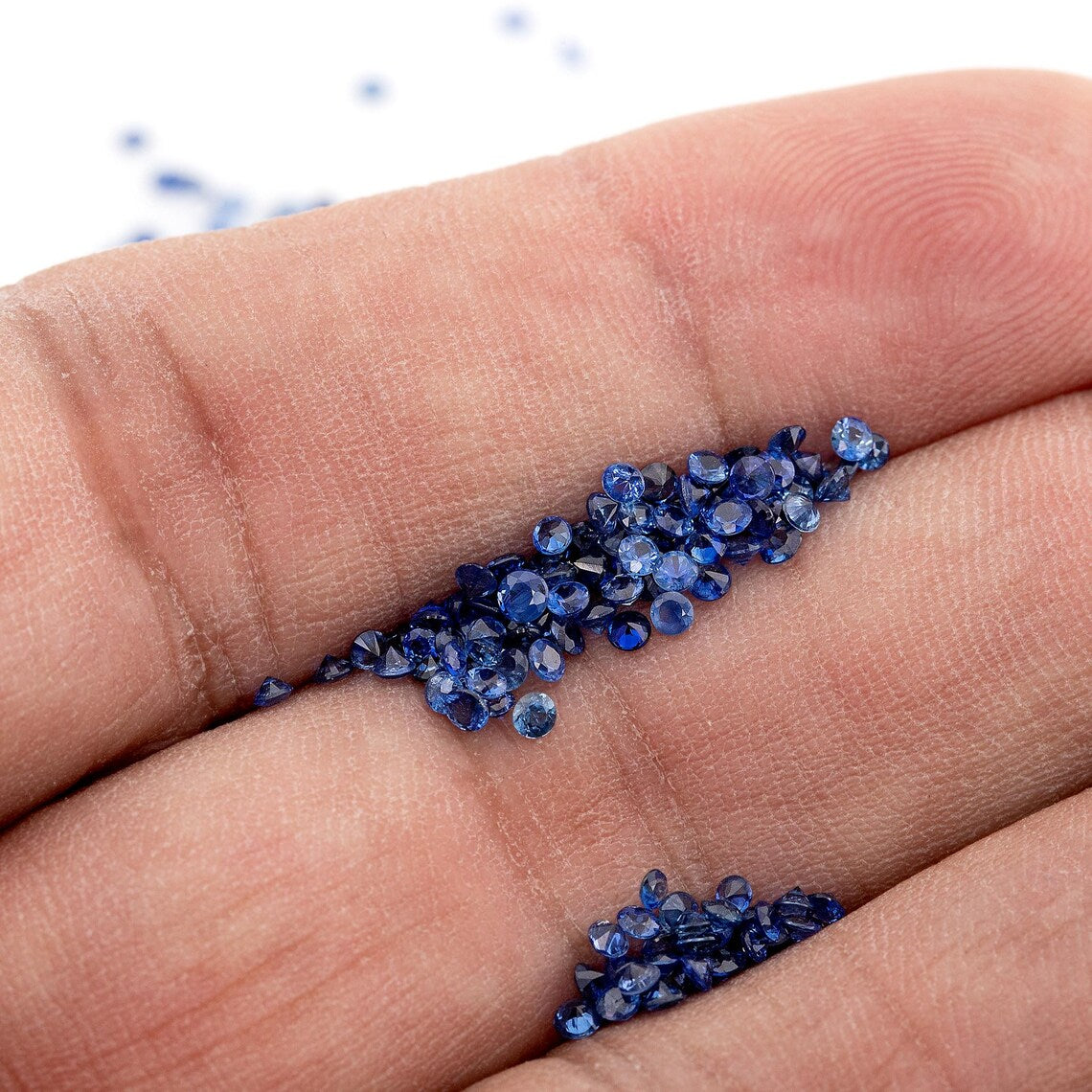 1ct of selected size from 1.50mm to 2.20mm Natural Blue Sapphire Round Diamond Cut