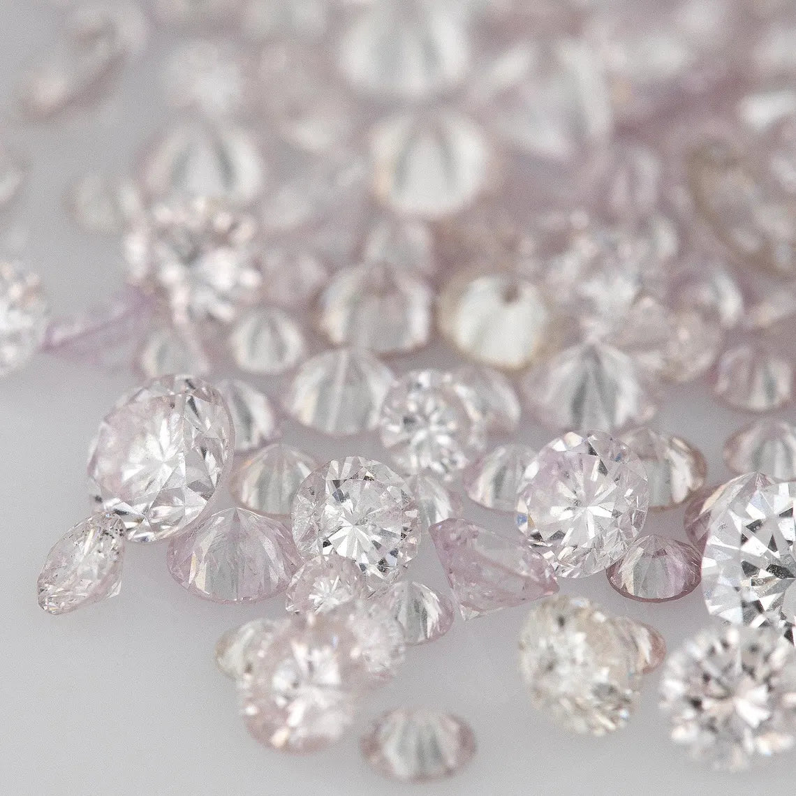 Light Pink Diamonds 0.25ct 1.3mm to 2.5mm mix scoop Fancy Light Purple Pink Untreated Natural Diamonds Round|Melee|accents|Pink Diamonds