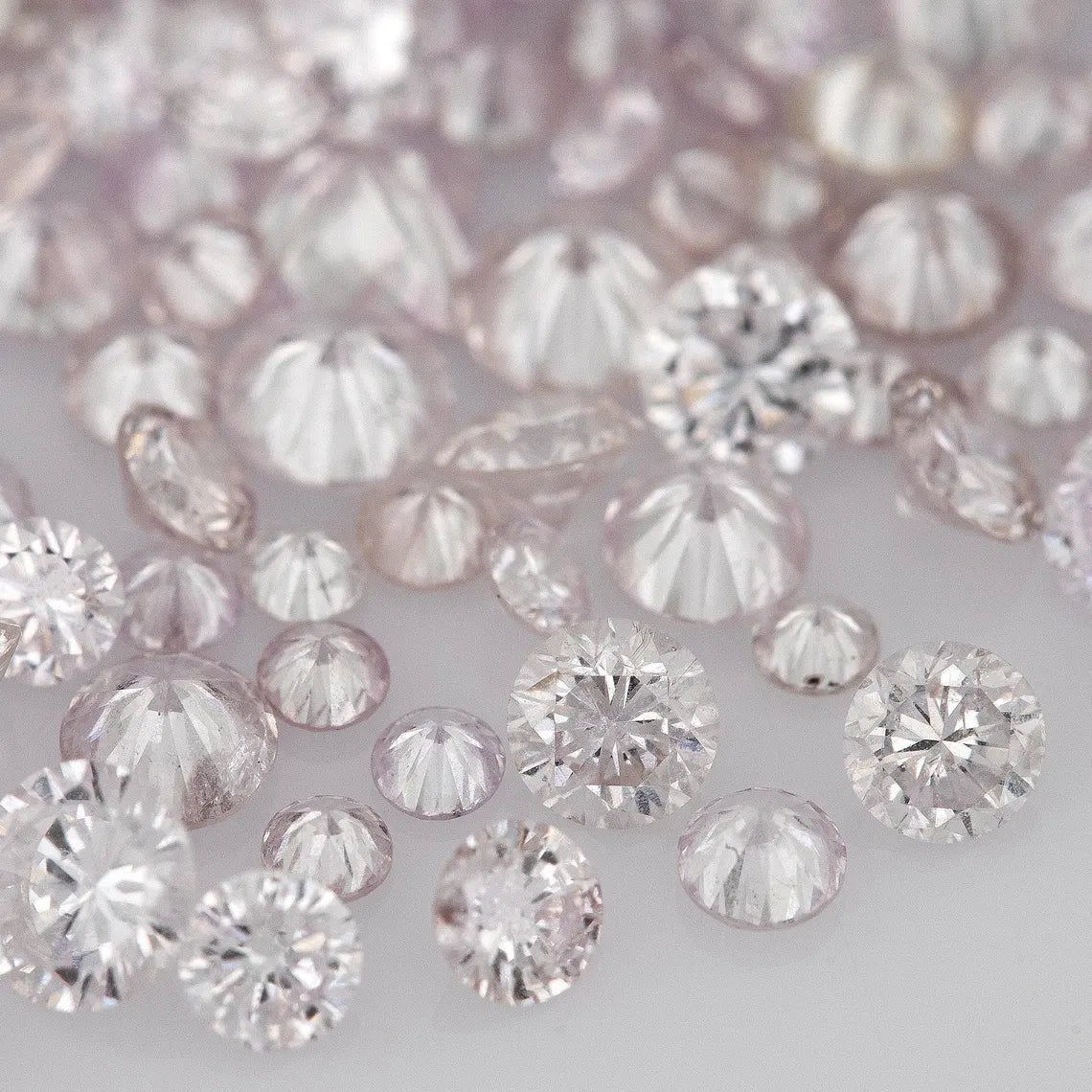 Light Pink Diamonds 0.25ct 1.3mm to 2.5mm mix scoop Fancy Light Purple Pink Untreated Natural Diamonds Round|Melee|accents|Pink Diamonds