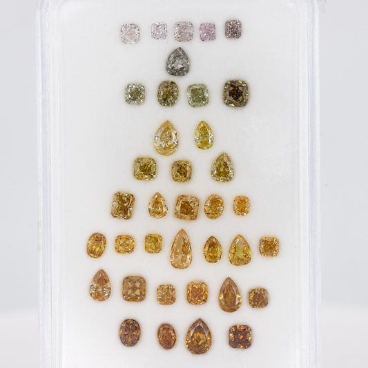 Multicolor Diamonds Untreated Natural Diamonds Fancy Intense Pink, Gray, Green, Yellow, orange Mix colors Parcel 5.31cts 37pcs mix shapes