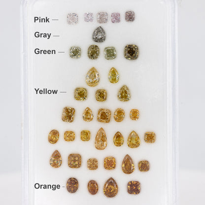 Multicolor Diamonds Untreated Natural Diamonds Fancy Intense Pink, Gray, Green, Yellow, orange Mix colors Parcel 5.31cts 37pcs mix shapes