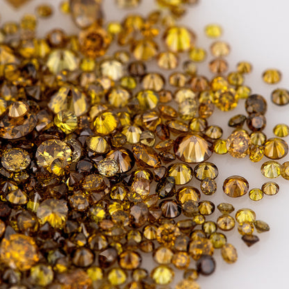 Fancy Vivid Brownish Orangish Yellow Brown Orange Diamonds 0.25ct Mix Scoop | Fancy Yellow Untreated Natural Diamonds | Round | Melee | Accents | Burnt Color Diamonds