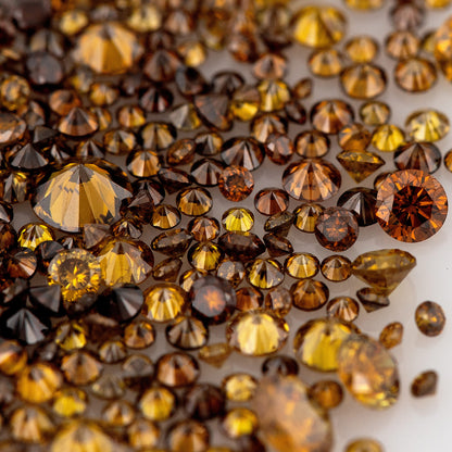 Fancy Vivid Reddish Orangish Yellow Brown Orange Diamonds 0.25ct Mix Scoop | Fancy Yellow Untreated Natural Diamonds | Round | Melee | Accents | Burnt Color Diamonds