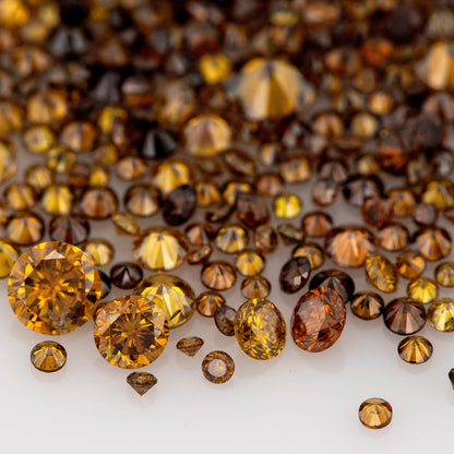 Fancy Vivid Reddish Orangish Yellow Brown Orange Diamonds 0.25ct Mix Scoop | Fancy Yellow Untreated Natural Diamonds | Round | Melee | Accents | Burnt Color Diamonds