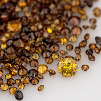 Fancy Vivid Reddish Orangish Yellow Brown Orange Diamonds 0.25ct Mix Scoop | Fancy Yellow Untreated Natural Diamonds | Round | Melee | Accents | Burnt Color Diamonds