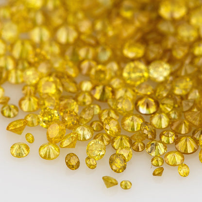 Fancy Vivid Greenish Orangish Yellow Canary Diamonds 0.25ct Mix Scoop | Fancy Vivid Orangish Yellow Untreated Natural Diamonds | Round | Melee | Accents | Canary Yellow