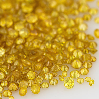 Fancy Vivid Greenish Orangish Yellow Canary Diamonds 0.25ct Mix Scoop | Fancy Vivid Orangish Yellow Untreated Natural Diamonds | Round | Melee | Accents | Canary Yellow