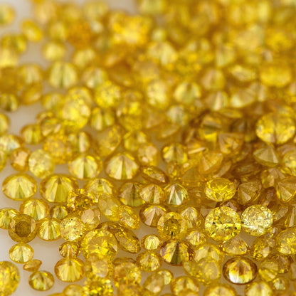 Fancy Vivid Greenish Orangish Yellow Canary Diamonds 0.25ct Mix Scoop | Fancy Vivid Orangish Yellow Untreated Natural Diamonds | Round | Melee | Accents | Canary Yellow
