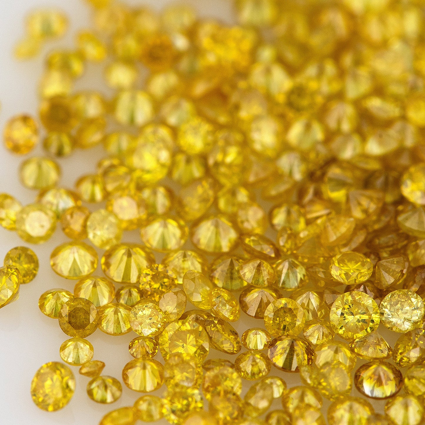 Fancy Vivid Greenish Orangish Yellow Canary Diamonds 0.25ct Mix Scoop | Fancy Vivid Orangish Yellow Untreated Natural Diamonds | Round | Melee | Accents | Canary Yellow
