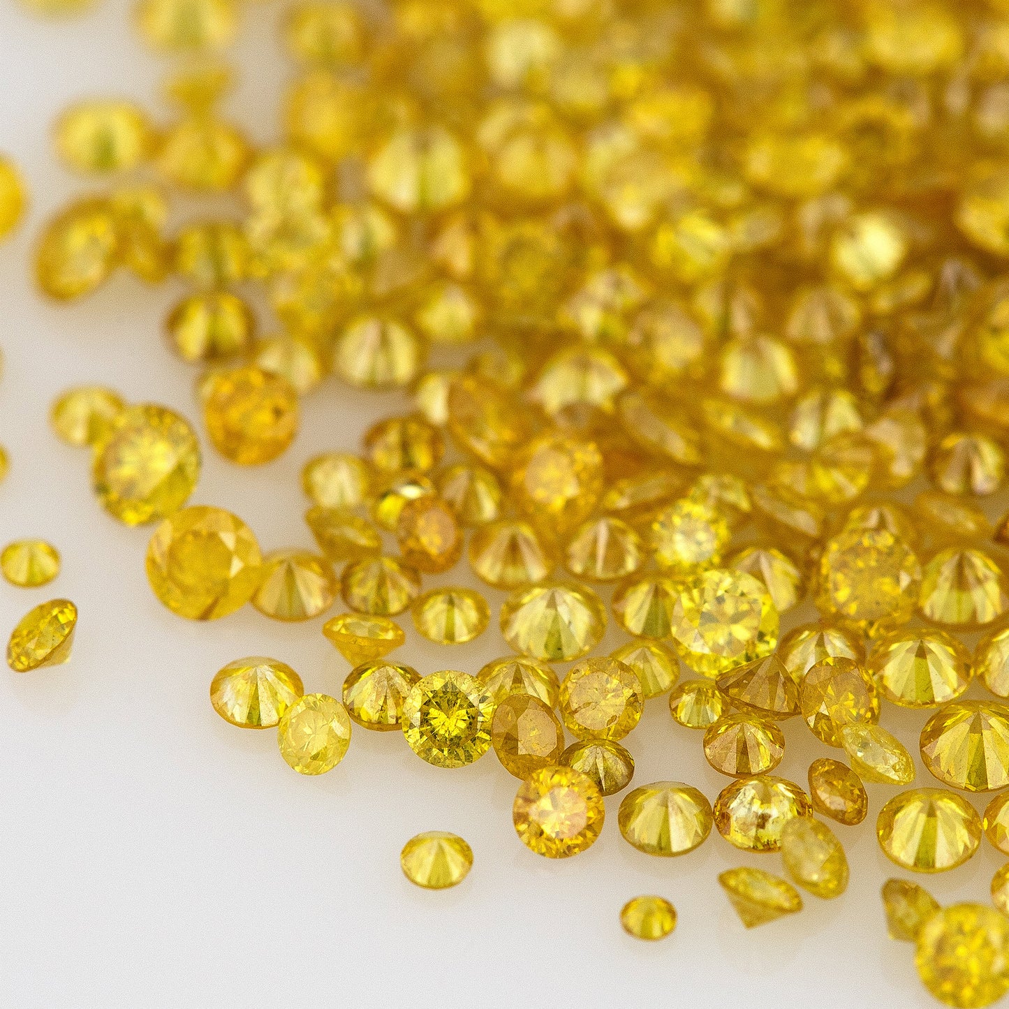 Fancy Vivid Greenish Orangish Yellow Canary Diamonds 0.25ct Mix Scoop | Fancy Vivid Orangish Yellow Untreated Natural Diamonds | Round | Melee | Accents | Canary Yellow