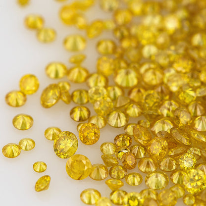 Fancy Vivid Greenish Orangish Yellow Canary Diamonds 0.25ct Mix Scoop | Fancy Vivid Orangish Yellow Untreated Natural Diamonds | Round | Melee | Accents | Canary Yellow