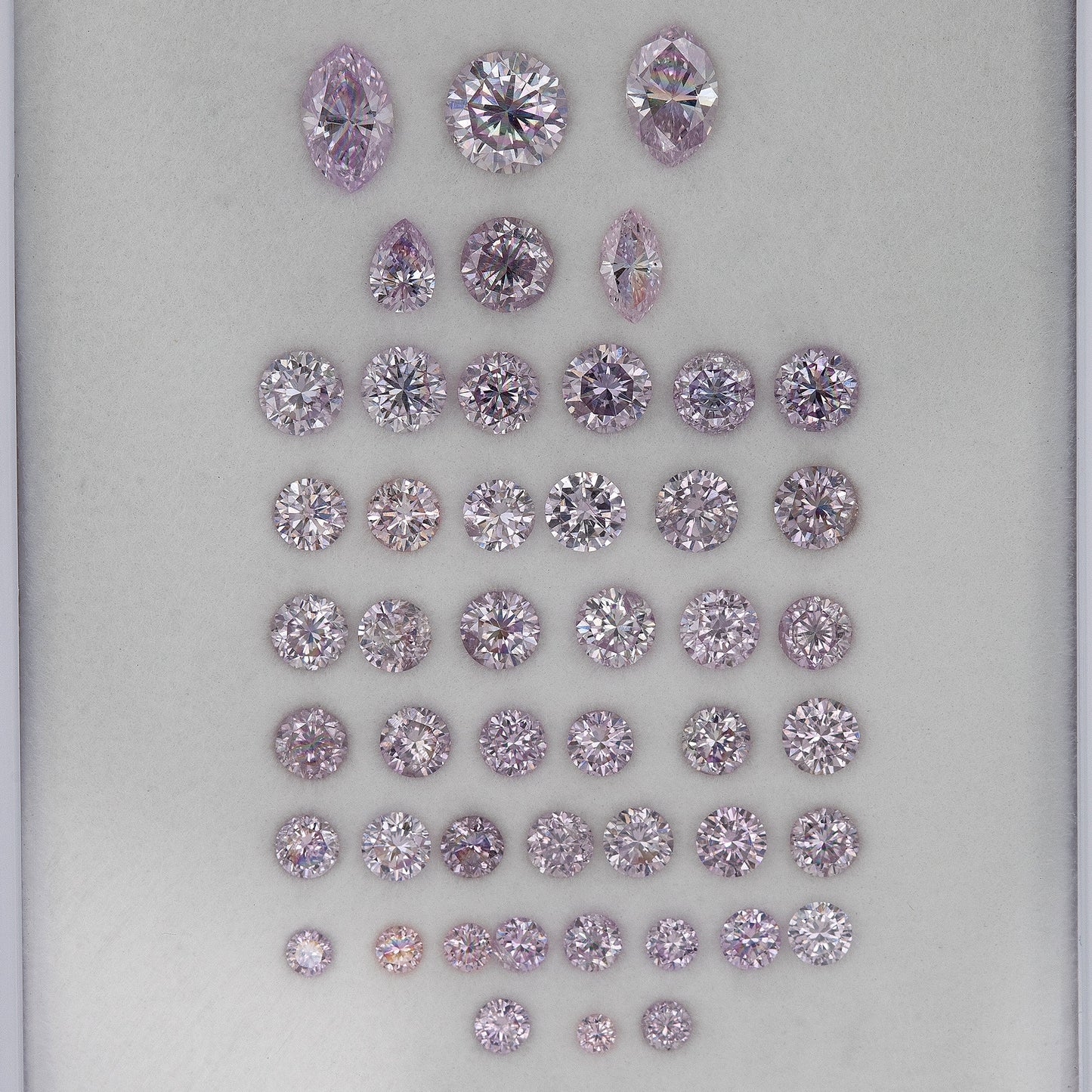 Purple Pink Diamonds Untreated Natural Diamonds Fancy Intense Pink Round Brilliant Melee Parcel 2.18cts 48pcs mix shapes