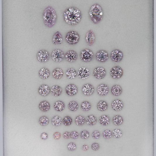 Purple Pink Diamonds Untreated Natural Diamonds Fancy Intense Pink Round Brilliant Melee Parcel 2.18cts 48pcs mix shapes