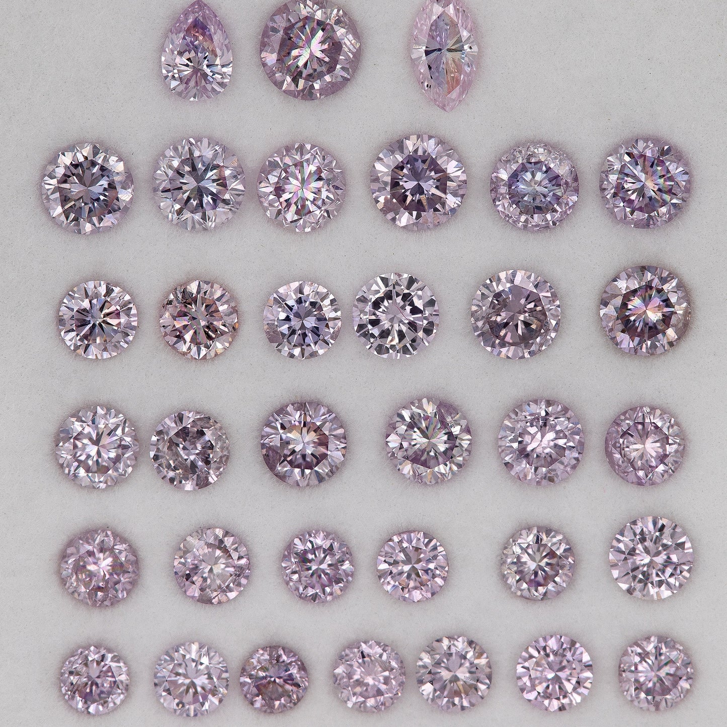 Purple Pink Diamonds Untreated Natural Diamonds Fancy Intense Pink Round Brilliant Melee Parcel 2.18cts 48pcs mix shapes