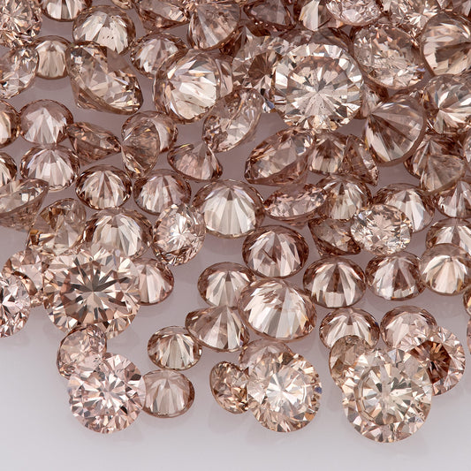 Fancy Vivid Pink Champagne PC2 | Argyle Pink Diamonds Select | Untreated Natural Pink Diamonds | Round Melee Accents