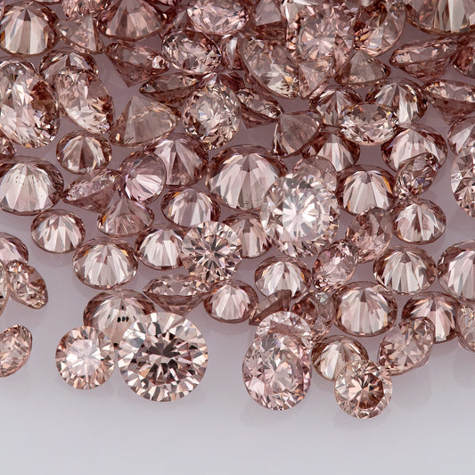 Fancy Vivid Pink Champagne PC2 | Argyle Pink Diamonds Select | Untreated Natural Pink Diamond | Round Melee Accents