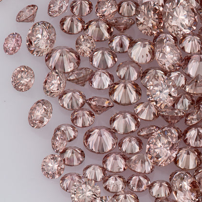 Fancy Vivid Pink Champagne PC2 | Argyle Pink Diamonds Select | Untreated Natural Pink Diamond | Round Melee Accents