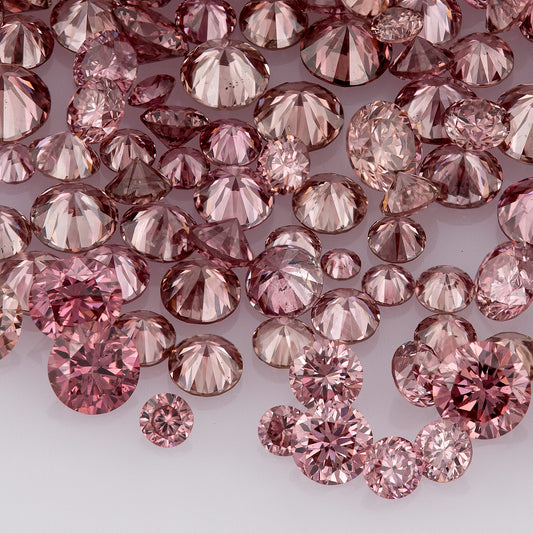 Fancy VIVID Reddish/Pink Rose Argyle (PR5-3 - PC2-3) | Argyle Pink Diamonds Select | Untreated Natural Pink Diamond | Round Melee Accents