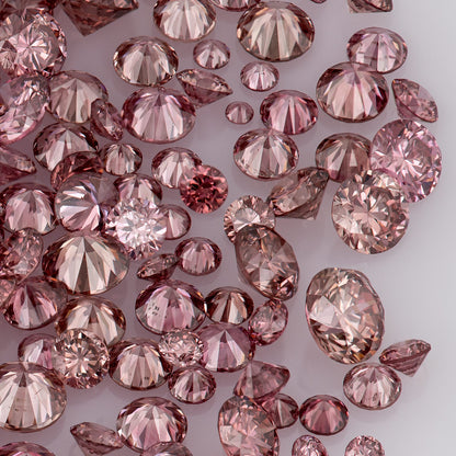 Fancy VIVID Reddish/Pink Rose Argyle (PR5-3 - PC2-3) | Argyle Pink Diamonds Select | Untreated Natural Pink Diamond | Round Melee Accents