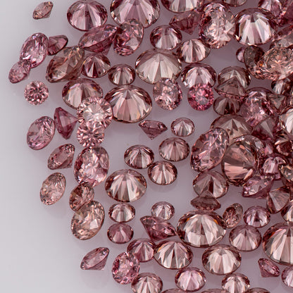 Fancy VIVID Reddish/Pink Rose Argyle (PR5-3 - PC2-3) | Argyle Pink Diamonds Select | Untreated Natural Pink Diamond | Round Melee Accents