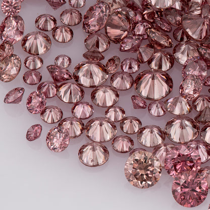 Fancy VIVID Reddish/Pink Rose Argyle (PR5-3 - PC2-3) | Argyle Pink Diamonds Select | Untreated Natural Pink Diamond | Round Melee Accents