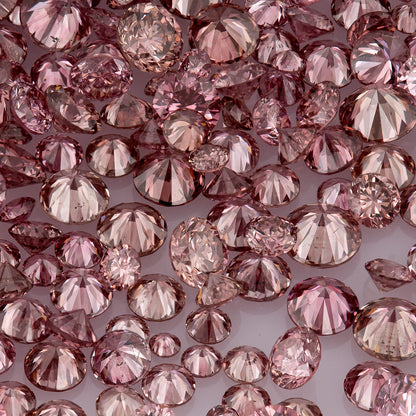 Fancy VIVID Reddish/Pink Rose Argyle (PR5-3 - PC2-3) | Argyle Pink Diamonds Select | Untreated Natural Pink Diamond | Round Melee Accents