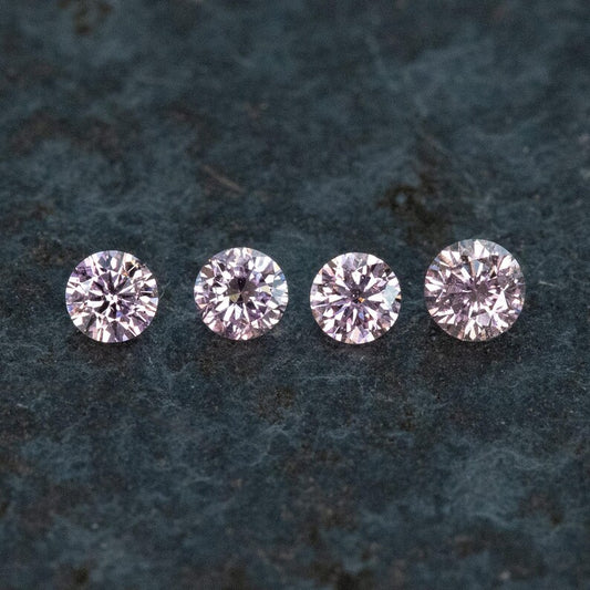 2.2 - 2.0 mm Fancy Vivid Purplish Pink Natural Pink Diamonds Round Brilliant SI1 0.15ct. Untreated 100% Natural