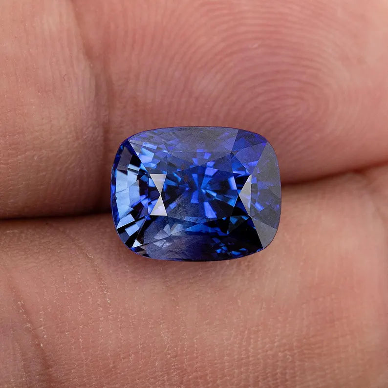 GRS Certified 5.41 ct. Natural Blue Sapphire Cushion Ceylon Sri Lanka Heated