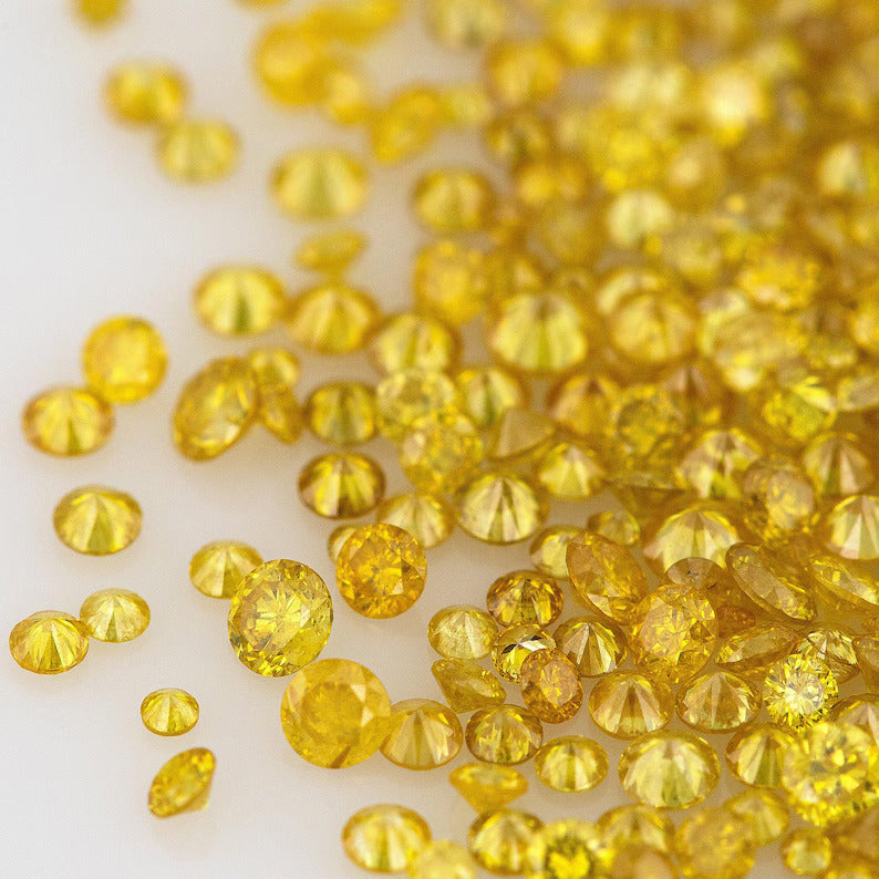 Fancy Vivid Yellow Canary | Natural Untreated Diamonds | Round | Melee | Accents | Canary Yellow