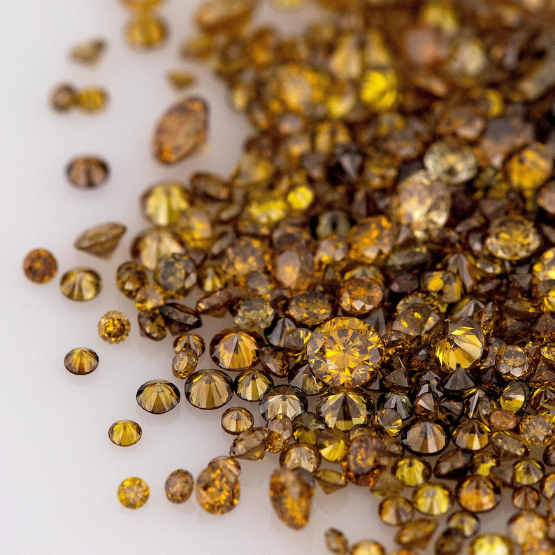 Fancy Vivid Brownish Yellow Orange Burnt Color | Natural Untreated Diamonds | Round | Melee | Accents | Burnt Color Diamonds