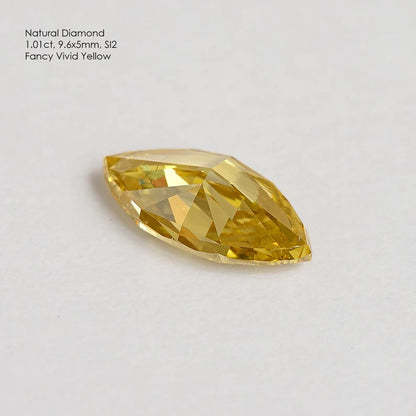 1.01ct Untreated Fancy Vivid Yellow Natural Diamond Marquise 9.6x5mm SI2|mined|Real|Custom Jewelry|Jewelry Maker|Special Cut|Rare|earthmined