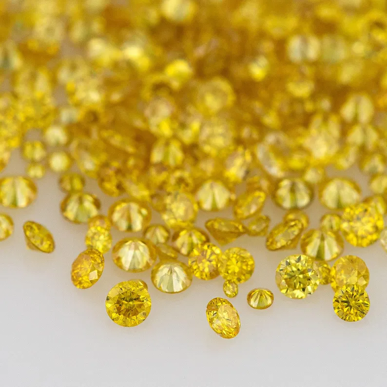 Canary Diamonds 0.8mm to 2.5mm mix scoop Fancy Vivid Yellow Untreated Natural Diamonds Round|Melee|accents|Canary Yellow