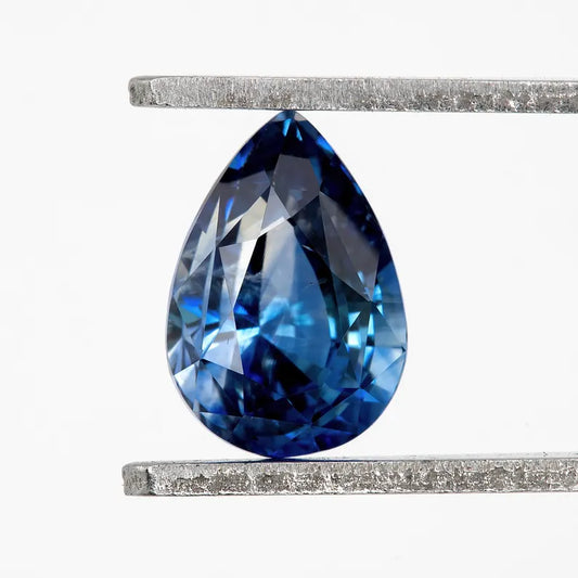 Bicolor - Blue & White | Natural Sapphire Pear Cut 1.31ct | Heated Ceylon Gemstone | Loose Sapphire for Fine Jewelry or Ring