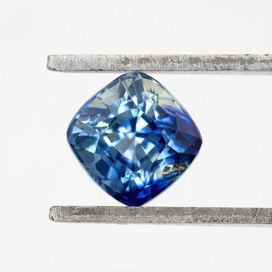 Bicolor - Blue & White | Natural Sapphire Cushion Cut 1.51ct | Heated Ceylon Gemstone | Loose Sapphire for Custom Jewelry or Ring