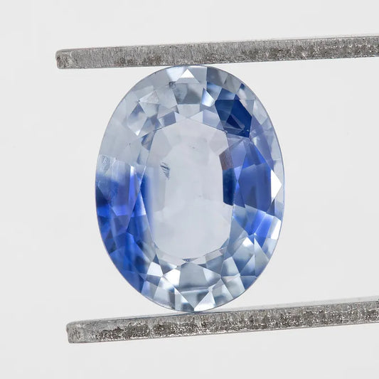 Bicolor – Blue & White Sapphire 1.49ct | Oval Cut Natural Gemstone | Royal & Light Blue Ceylon Sapphire | Loose Stone from Sri Lanka