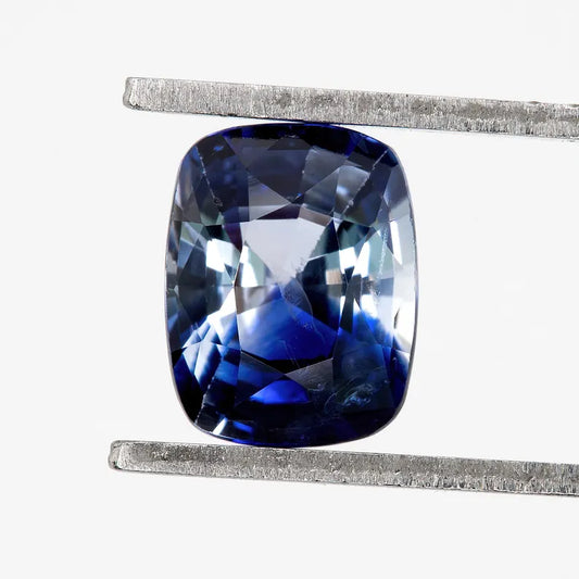 Bicolor - Blue & White | Natural Sapphire Cushion Cut 1.21ct | Heated Ceylon Gemstone | Loose Sapphire for Ring or Jewelry Making