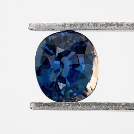 Bicolor – Blue & White | Natural Sapphire | Oval Cut | 1.53ct | Loose Untreated Gemstone | Bi-Color Sapphire | Unique Gemstone for Jewelry
