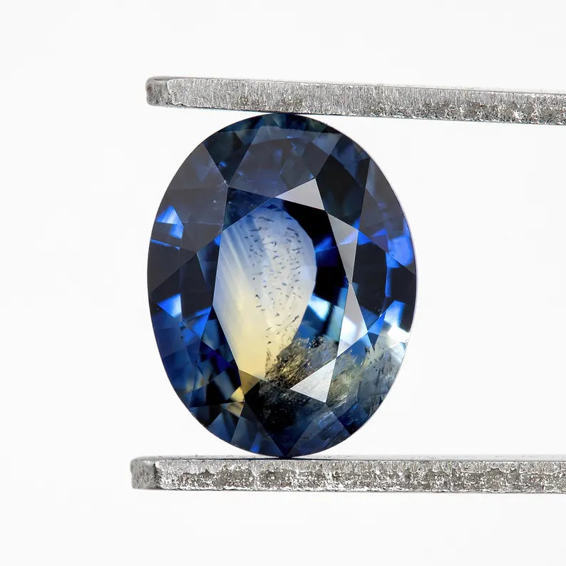 Bicolor - Blue & Yellow | Natural Sapphire Oval Cut 1.24ct | Heated Ceylon Gemstone | Loose Sapphire for Custom Jewelry or Ring