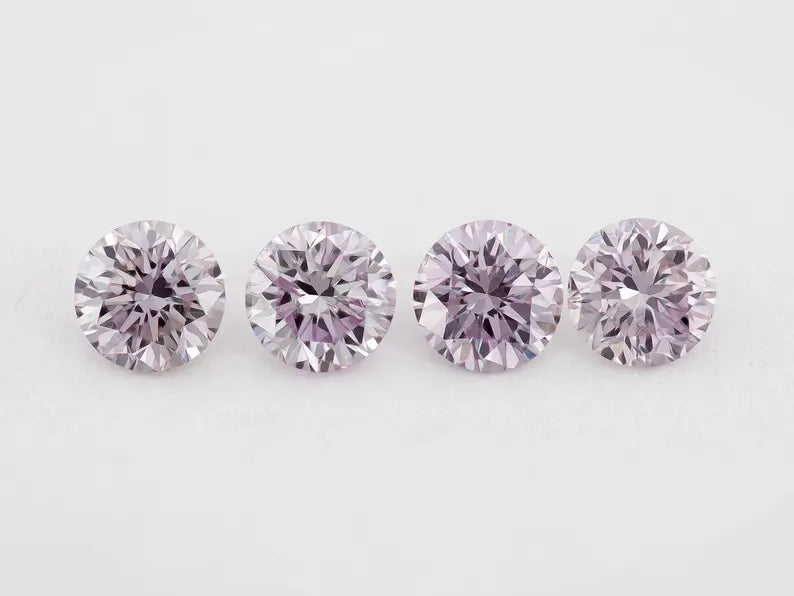 0.36ct of 4pcs 2.80mm Fancy Intense Purplish Pink Natural Pink Diamonds Set Round Brilliant SI1 Untreated 100% Natural