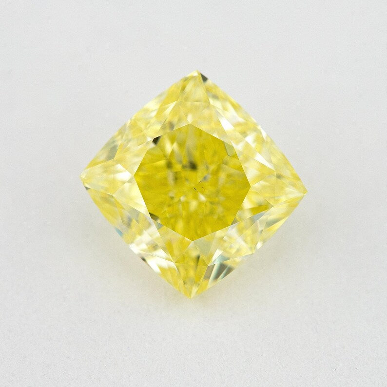 GIA Certified 1.01ct. Fancy Intense Yellow Loose Natural Diamond Cushion VS2 Untreated|Certificate|Genuine|Yellow Diamond