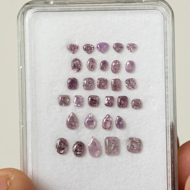 Mix Shades of Pink & Purple Pink | Untreated Natural Pink Diamonds Parcel 3.35ct | 30pcs Mixed Shapes | Loose Melee for Jewelry Design
