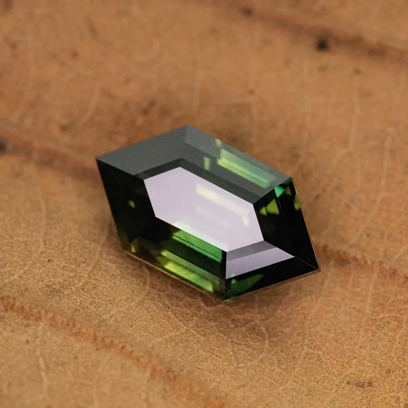 10x5.6mm Natural Teal Sapphire Long Hexagon shape 1.87ct Green Sapphire Geometric Shape Calibrated