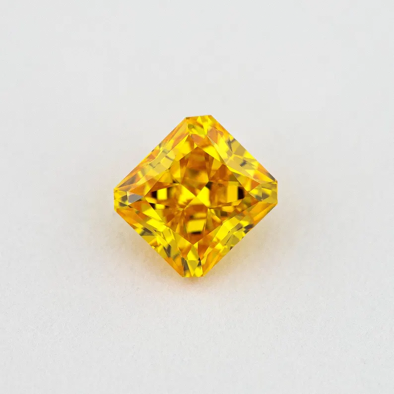 GIA Certified 0.39ct Fancy Vivid Orange Yellow Natural Diamond Radiant Emerald VS1