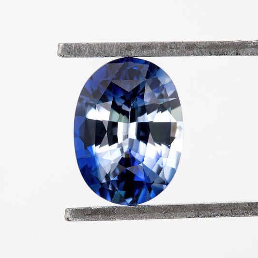 Bicolor – Blue & White | Natural Sapphire | Oval Cut | 1.34ct | Loose Untreated Gemstone | Bi-Color Sapphire | Jewelry Making Stone