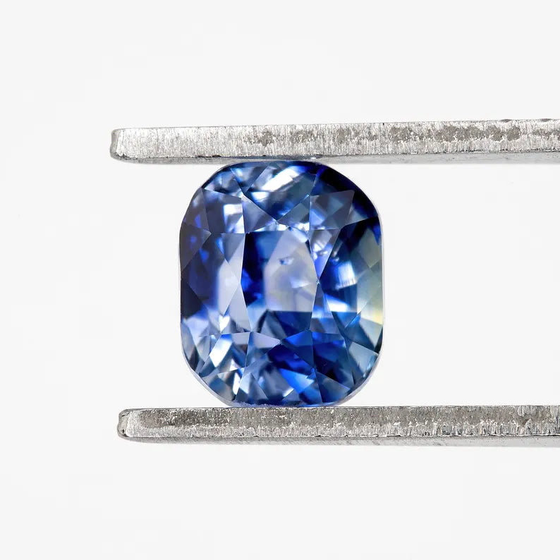 Bicolor - Blue & White | Natural Sapphire Cushion Cut 1.51ct | Heated Ceylon Gemstone | Loose Sapphire for Ring or Fine Jewelry