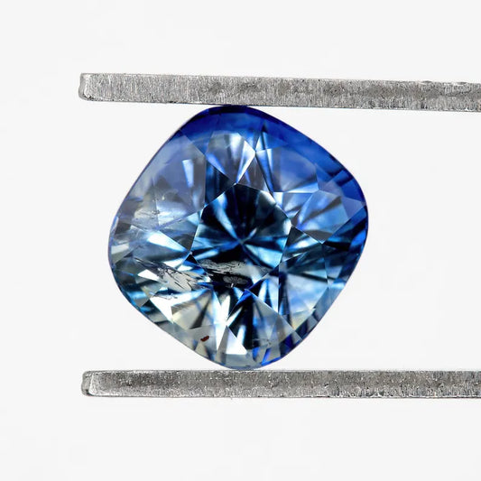Bicolor - Blue & White | Natural Sapphire Cushion Cut 1.51ct | Heated Ceylon Gemstone | Loose Sapphire for Ring or Fine Jewelry