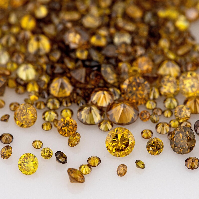 Fancy Vivid Brownish Yellow Orange Burnt Color | Natural Untreated Diamonds | Round | Melee | Accents | Burnt Color Diamonds