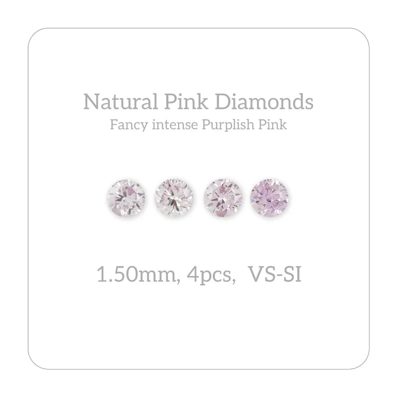 1.5mm 4pcs Fancy Intense Pink Natural Pink Diamonds VS-SI Round Brilliant