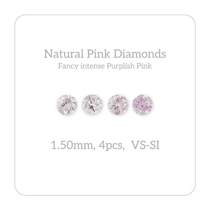 1.5mm 4pcs Fancy Intense Pink Natural Pink Diamonds VS-SI Round Brilliant